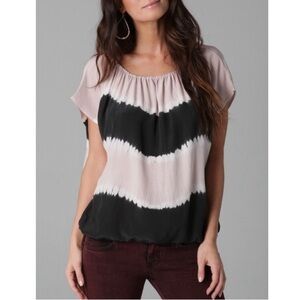 JOIE Cairo black and pink 100% silk tie-dye off shoulder blouse Medium like new